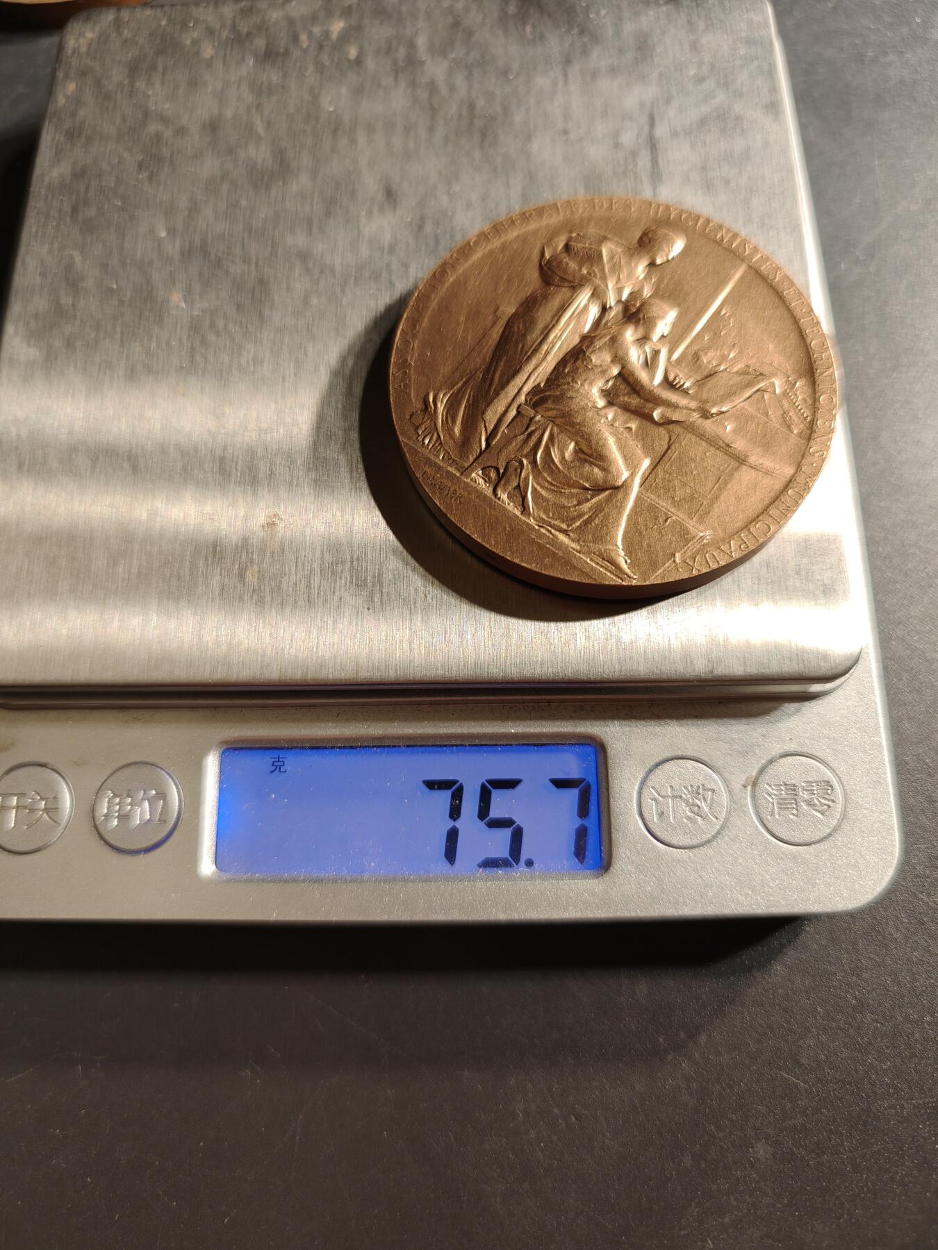 老王徽章第159期  法国市政卫生和技术人员总会大铜章    直径50mm.   重量75.7g