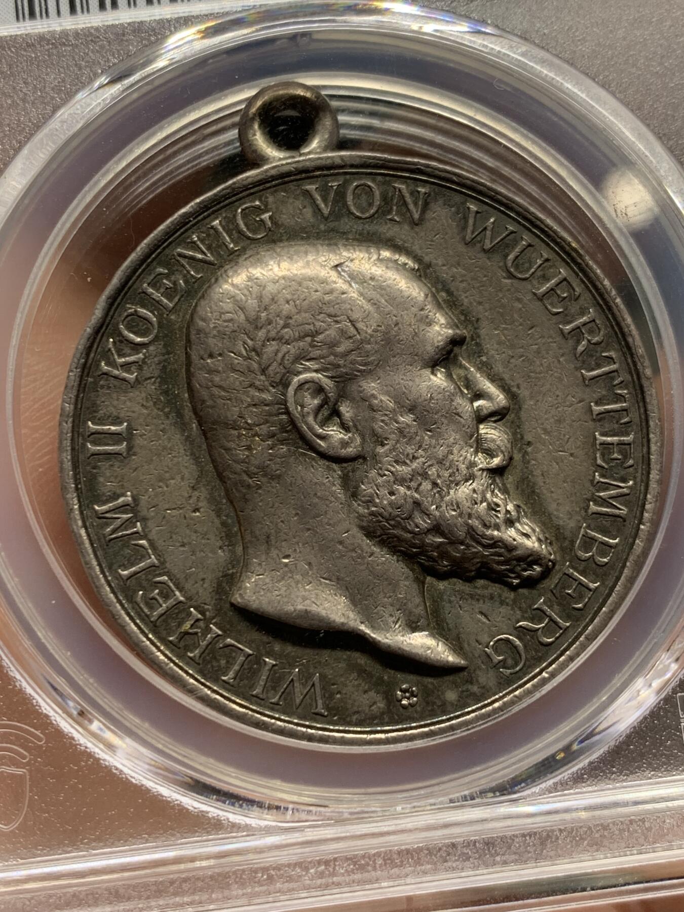 《竞宝斋》第433场 周日，周一 2场连拍 （全场包邮） PCGS XF45 德国 1892 符腾堡 射击节银章 （最佳射手奖章）首见品种 包浆也漂亮