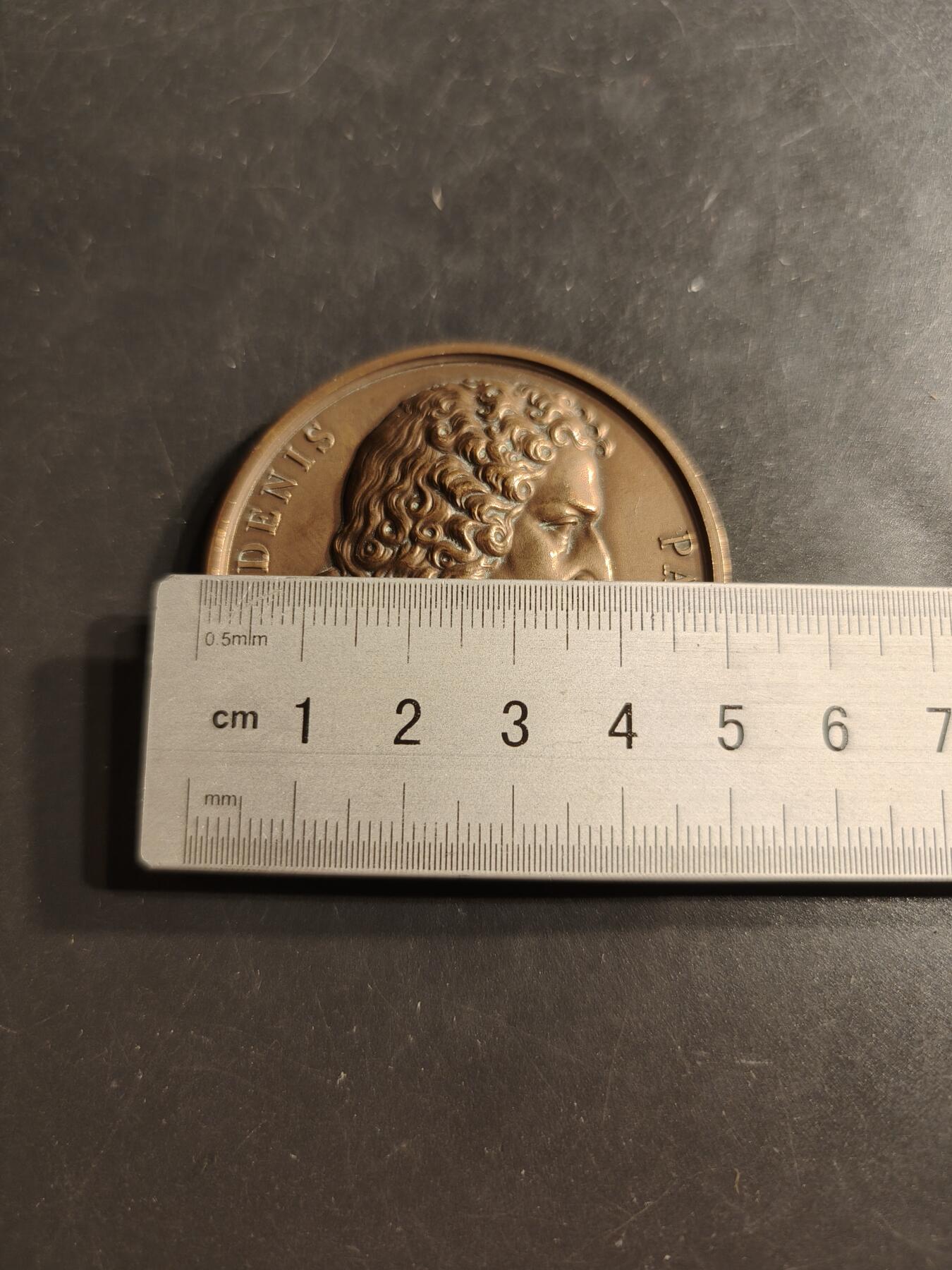 老王徽章第159期 法国著名物理学家丹尼斯•帕潘大铜章     直径50mm.   重量64.5g