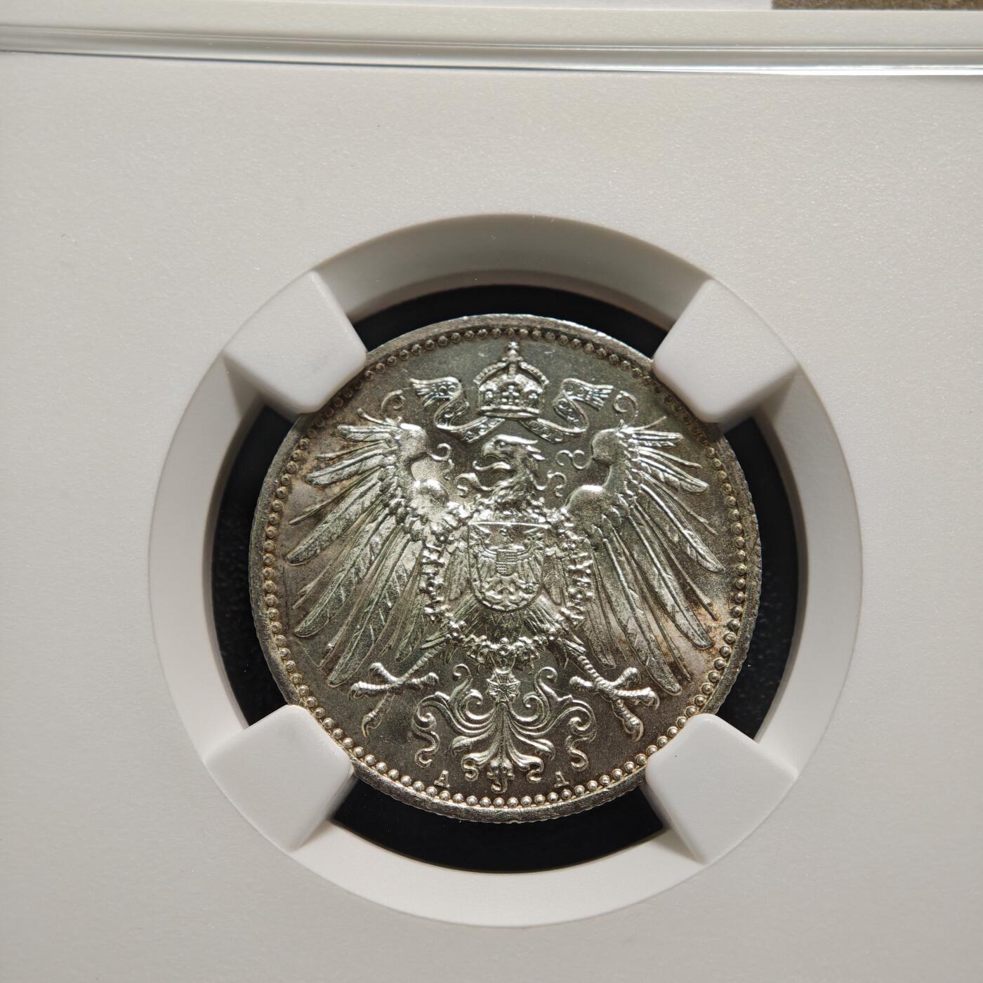 【德藏】世界币章拍卖第151期（拍品征集中~欢迎藏友联系） 1915年 德国1马克银币 NGC MS66 原光极强