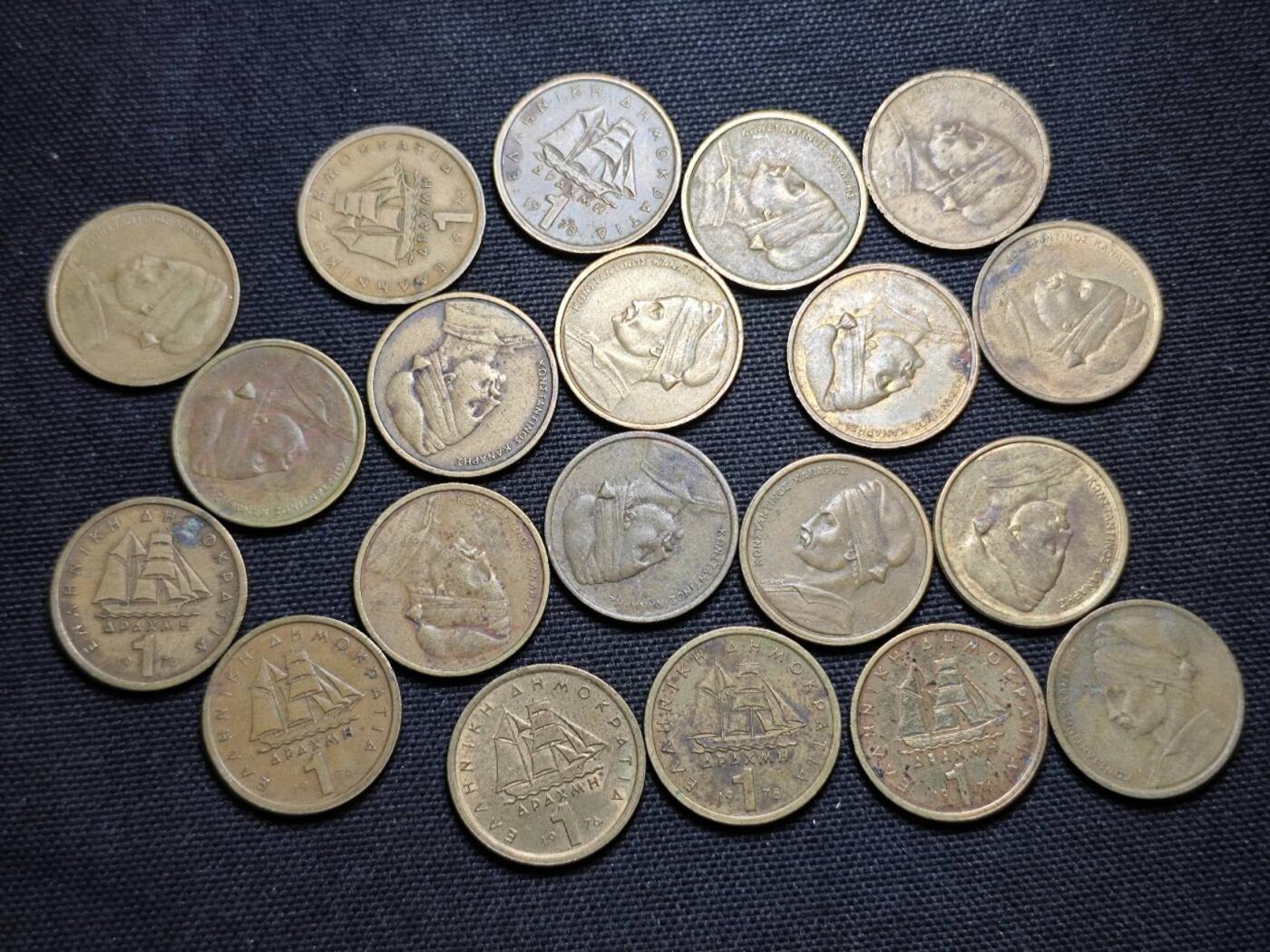 KK钱币收藏小铺  第359场  2月预留时间 周末发货  希腊1德拉克马铜币一组20枚