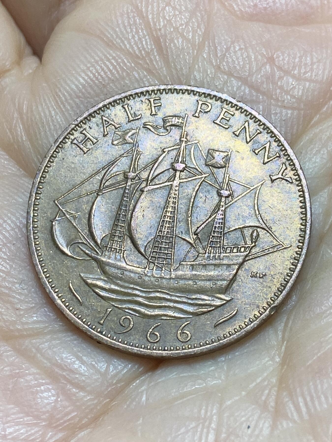 2025年第一百一十八场(总第一百四十四场）外国好品散币(免佣金) 英国🇬🇧1966年半便士(伊丽莎白二世青年桂冠第二版)