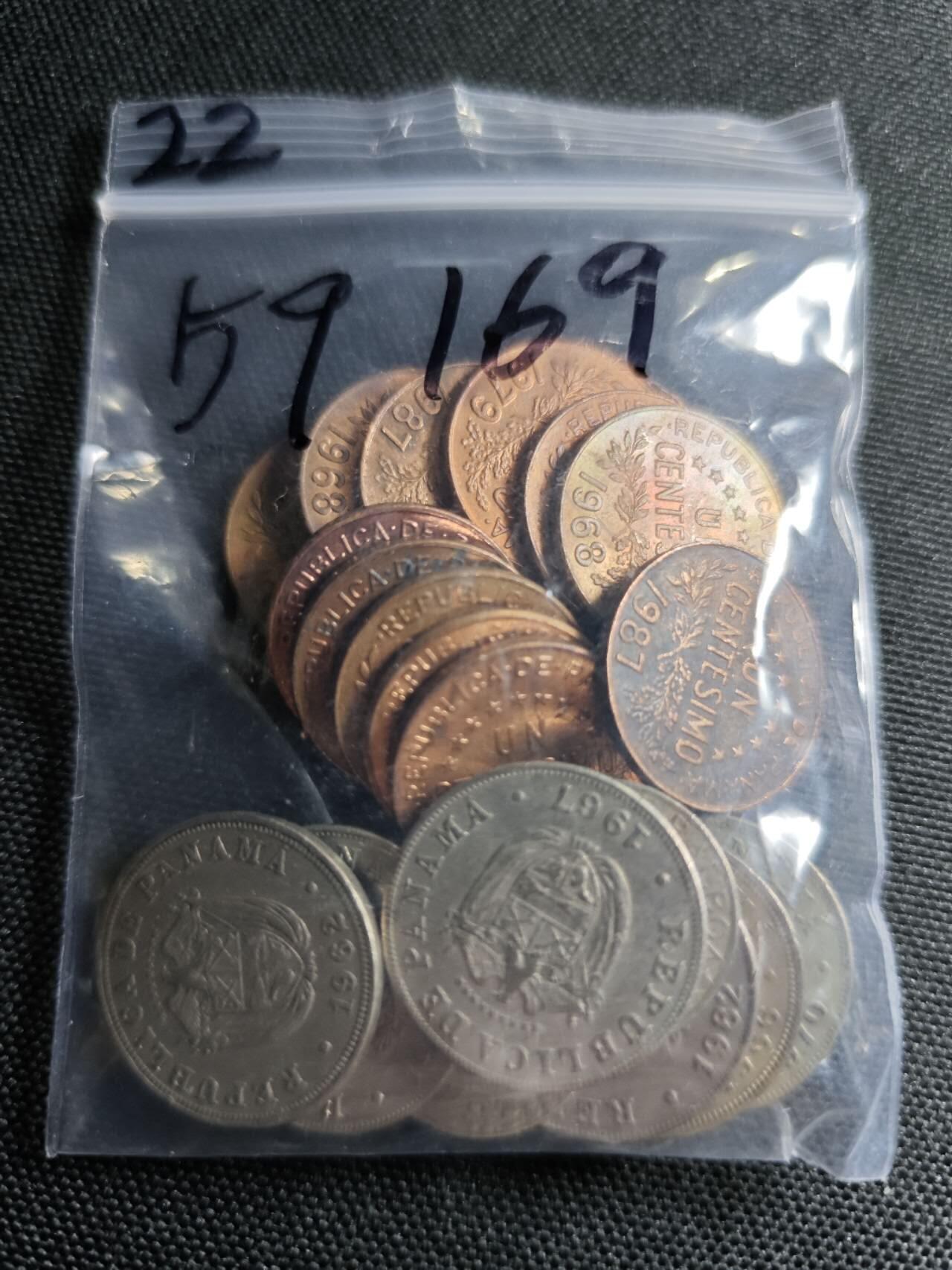 KK钱币收藏小铺  第359场  2月预留时间 周末发货  巴拿马散币一组22枚