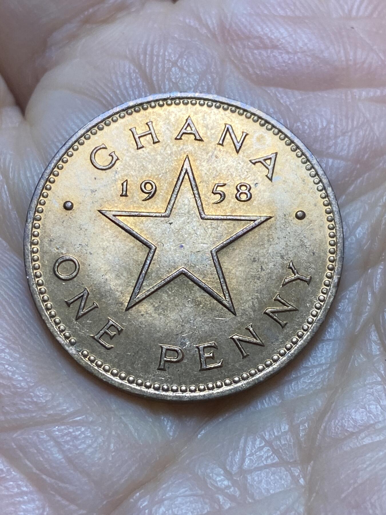 2025年第一百一十八场(总第一百四十四场）外国好品散币(免佣金) 少见好品–加纳🇬🇭1958年1便士(首套流通硬币)