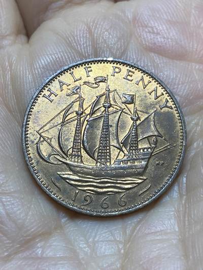 2025年第一百一十八场(总第一百四十四场）外国好品散币(免佣金) - 英国🇬🇧1966年半便士(伊丽莎白二世青年桂冠第二版)