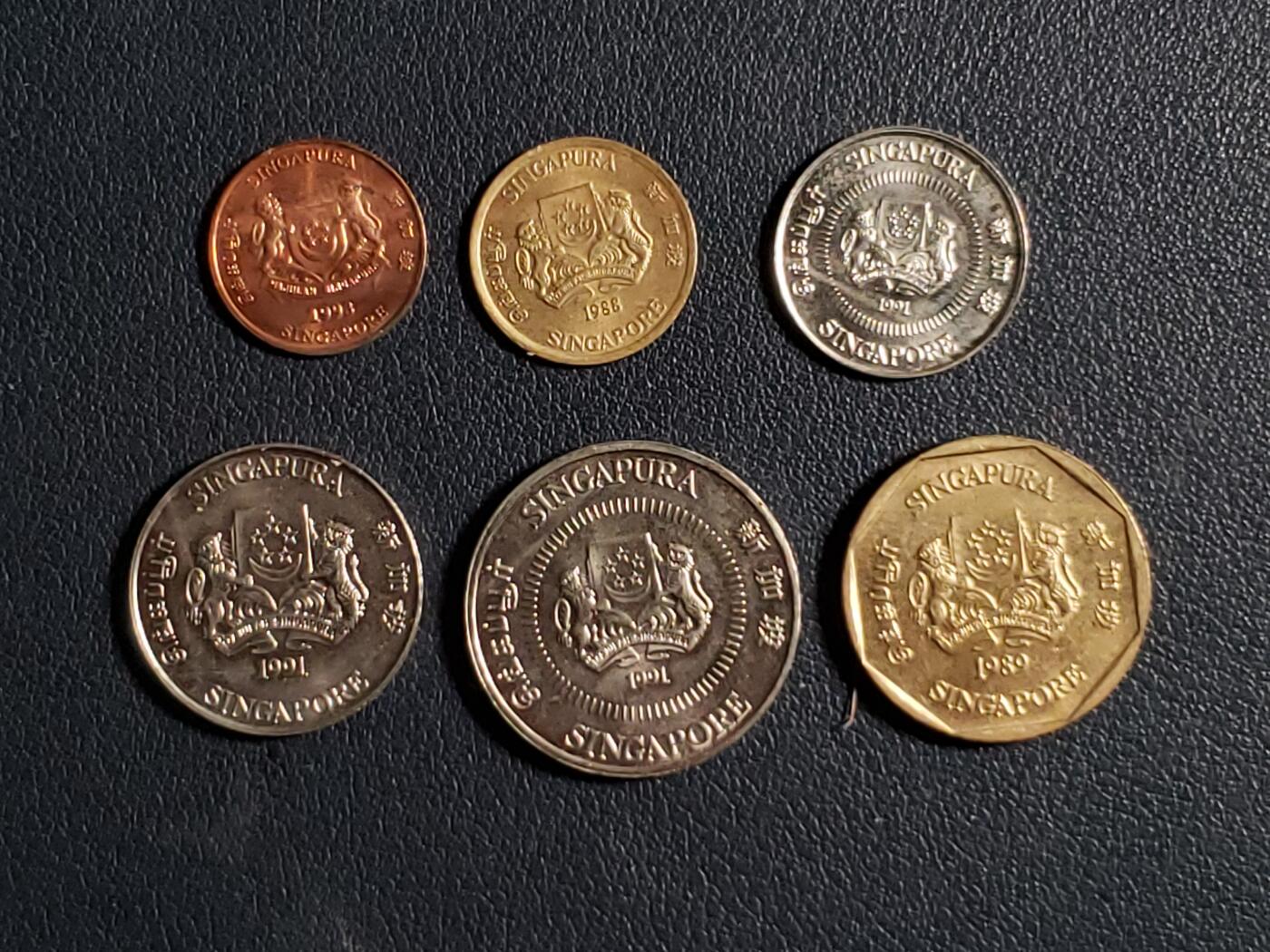 世界各国普、纪币捡漏专场(第十七场) 新加坡1分～1元六枚套币