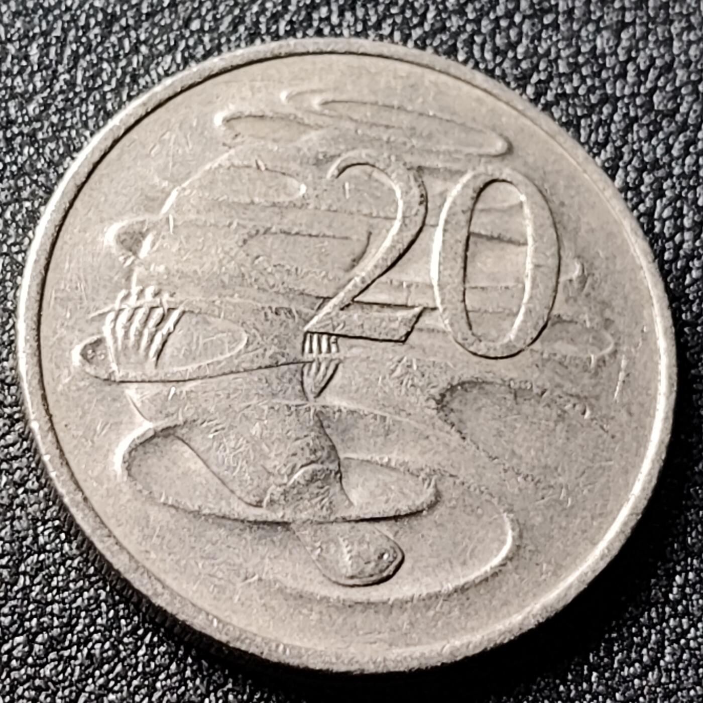 泉币菌-第118场-精品福利场 1980年英属澳大利亚20分 伊丽莎白女王  鸭嘴兽  28.5mm