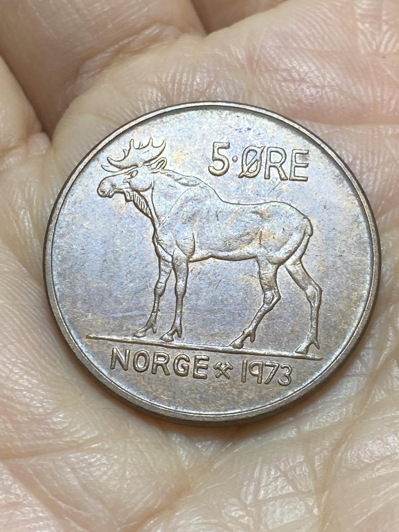 2025年第一百一十八场(总第一百四十四场）外国好品散币(免佣金) 挪威🇳🇴1973年5欧尔(奥拉夫五世时期第一套)