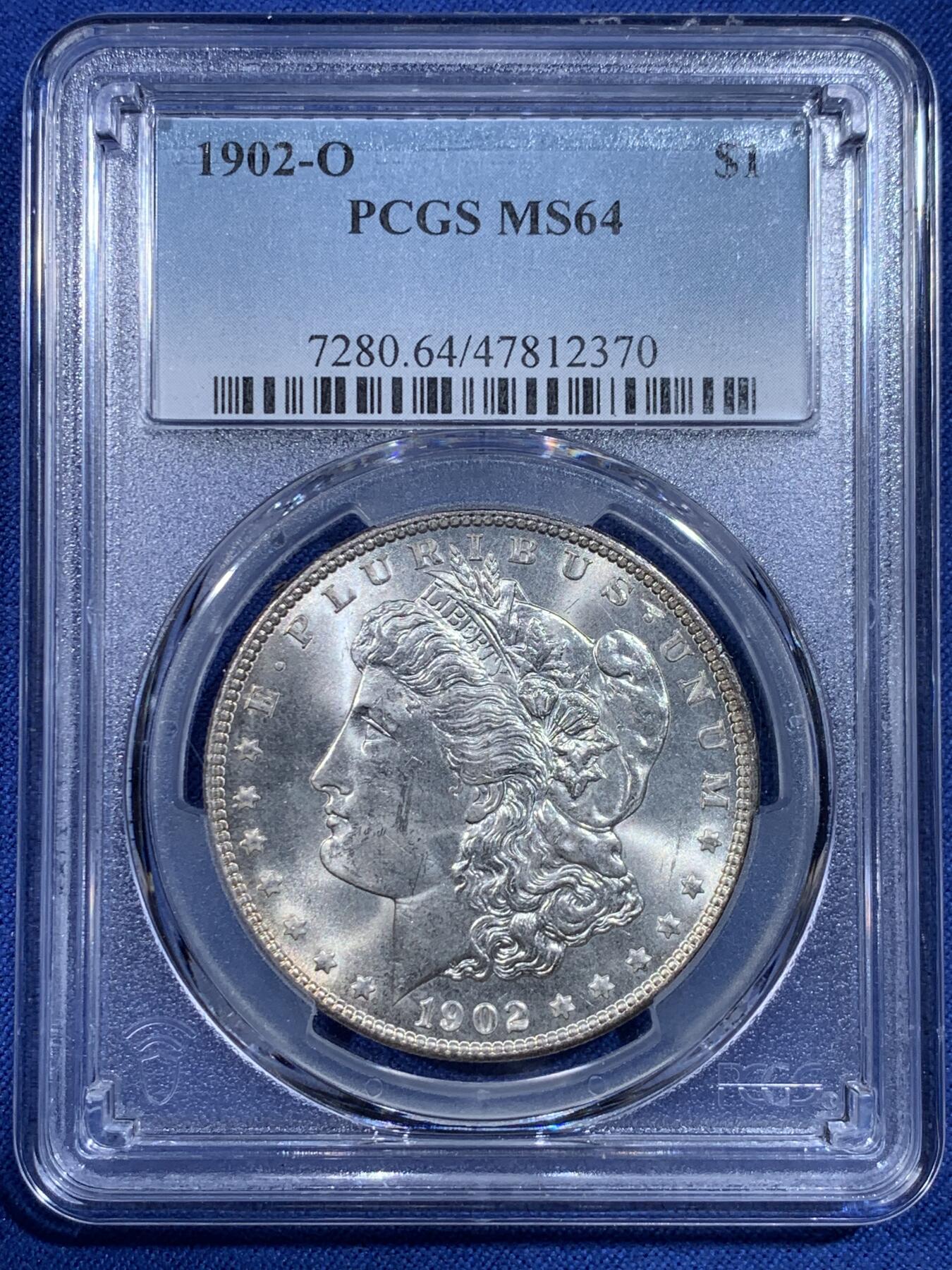 《竞宝斋》第433场 周日，周一 2场连拍 （全场包邮） PCGS MS64 美国 1902年 摩根银币 光度不错 细节见图