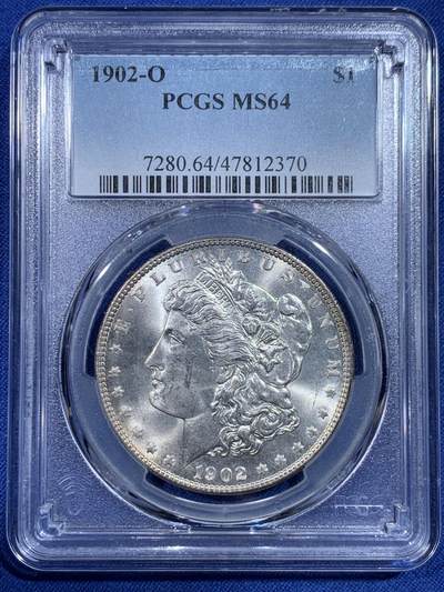 《竞宝斋》第433场 周日，周一 2场连拍 （全场包邮） - PCGS MS64 美国 1902年 摩根银币 光度不错 细节见图