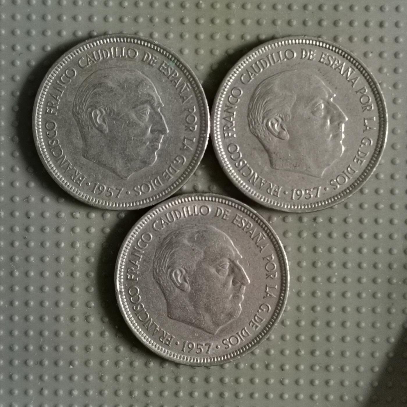 2025年第109场各国散币拍卖（总第109场） 西班牙1957年版5比塞塔3枚