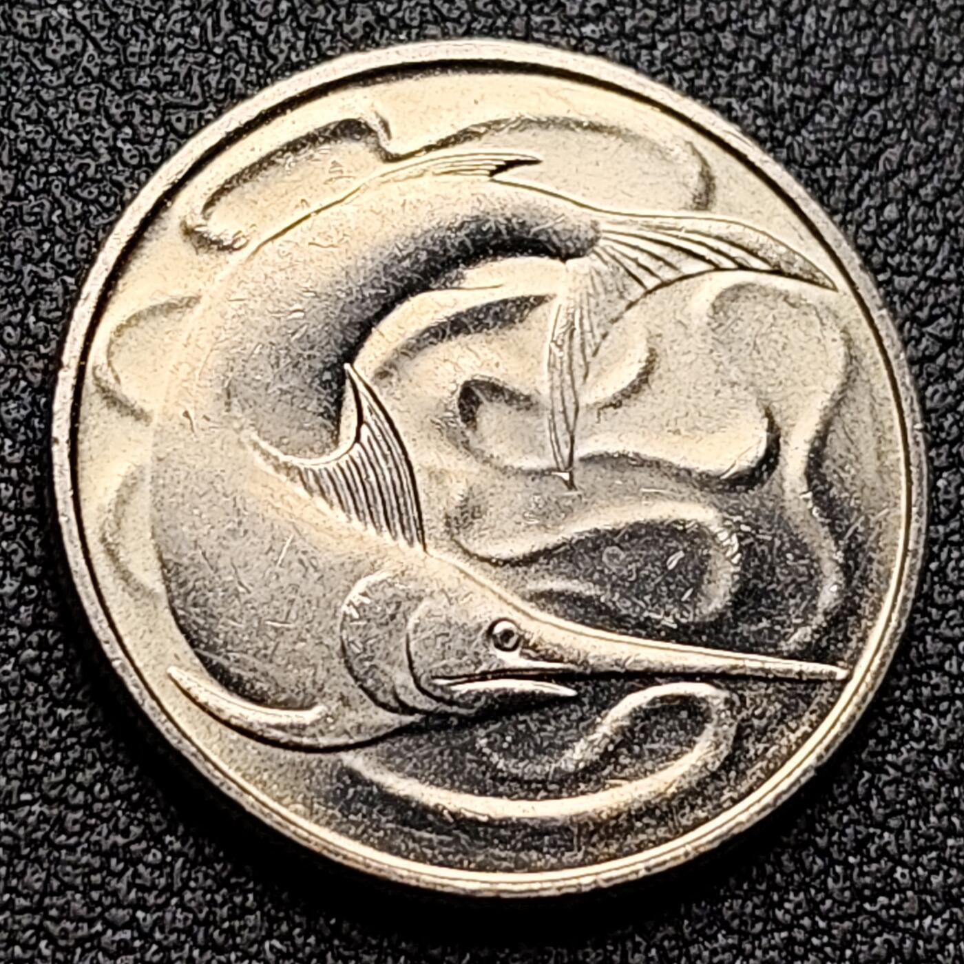 泉币菌-第118场-精品福利场 原光极美 高币值 1984年 新加坡20分 海洋动物-剑鱼 24mm 