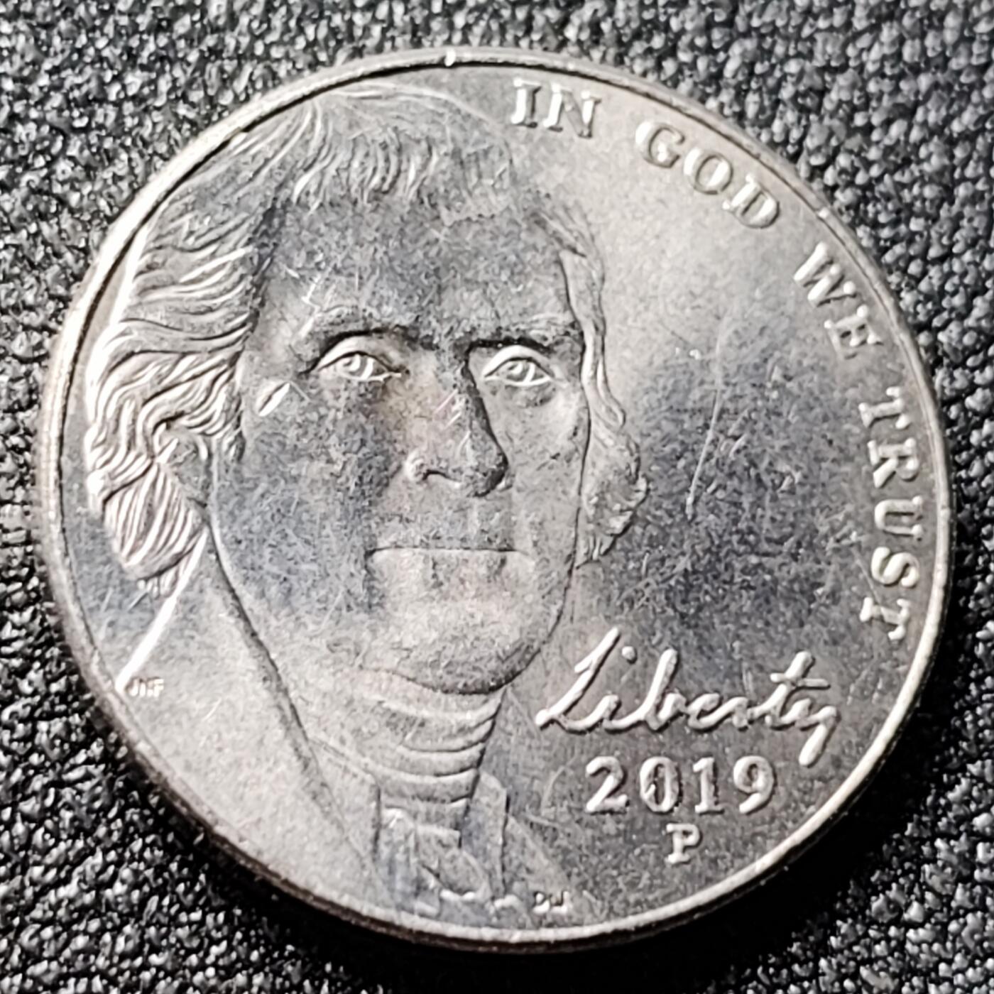 泉币菌-第118场-精品福利场 原光极美品 美国2019年5美分纪念币 杰斐逊 及 故居蒙蒂塞洛庄园 21mm 