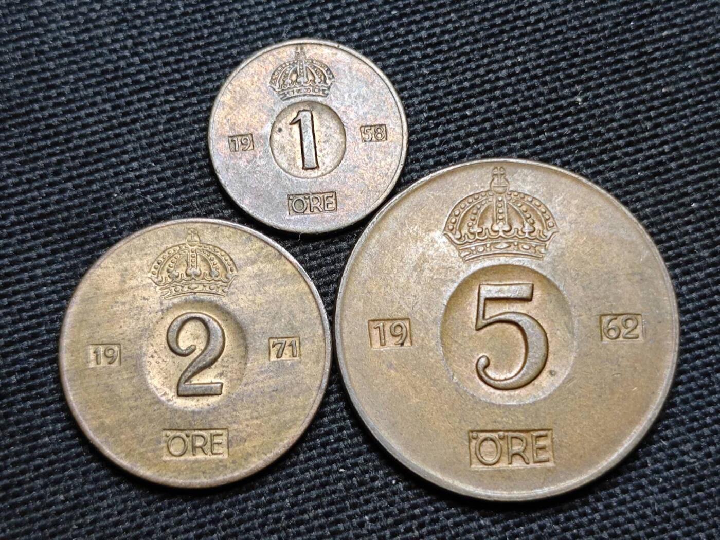 KK钱币收藏小铺  第359场  2月预留时间 周末发货  瑞典大小面值铜币一套