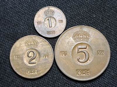 KK钱币收藏小铺  第359场  2月预留时间 周末发货 -  瑞典大小面值铜币一套