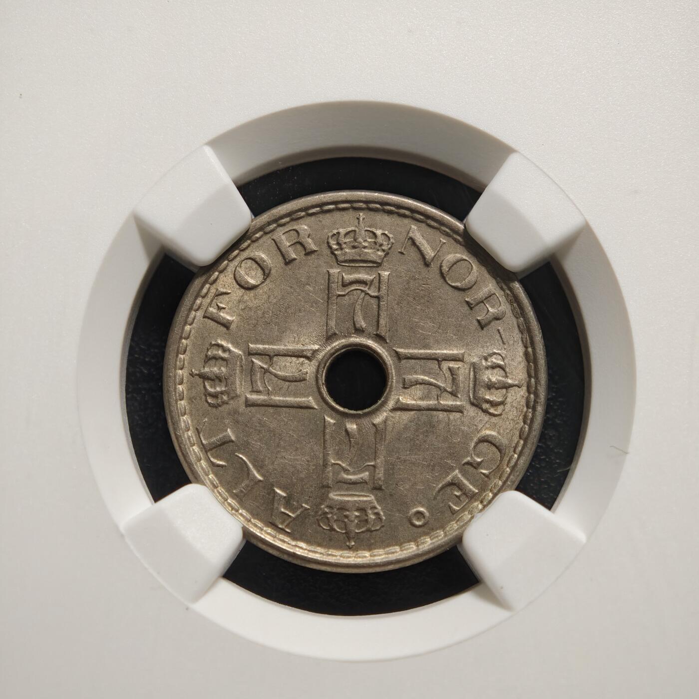 【德藏】世界币章拍卖第151期（拍品征集中~欢迎藏友联系） 1947年 挪威50欧尔镍币 NGC MS62 转光 状态极佳