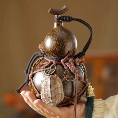 听雨轩（十） - 龟甲水壶网兜大漆葫芦 约600ml