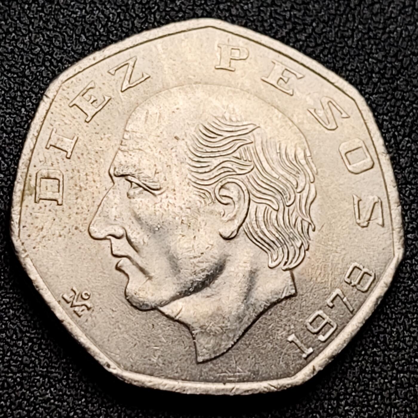 泉币菌-第118场-精品福利场 少见原光极美 墨西哥1978年10比索硬币 镍币,国父伊达尔戈,30.5mm