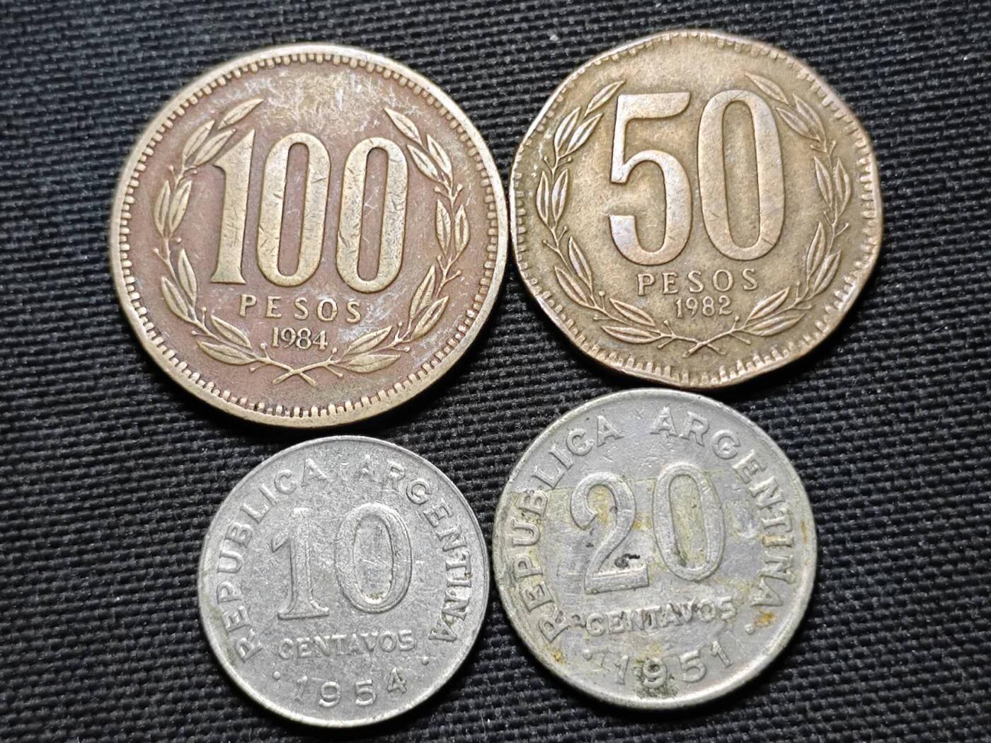 KK钱币收藏小铺  第359场  2月预留时间 周末发货  阿根廷智利一组4枚