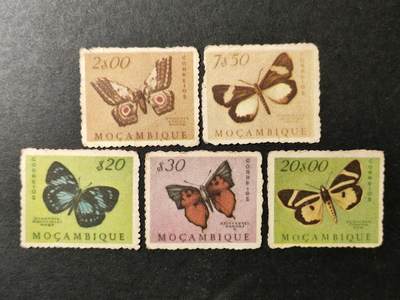 嘉禾收藏    【第361期】            无佣金、可寄存、满30元包邮 - 莫桑比克邮票，1953年蝴蝶邮票