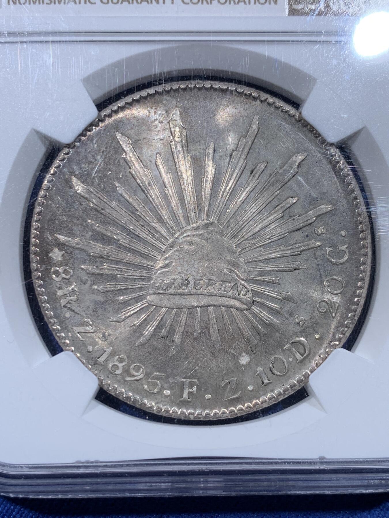 《竞宝斋》第433场 周日，周一 2场连拍 （全场包邮） NGC MS63 墨西哥 1895年ZS FZ版 花边鹰洋 凝霜感强烈