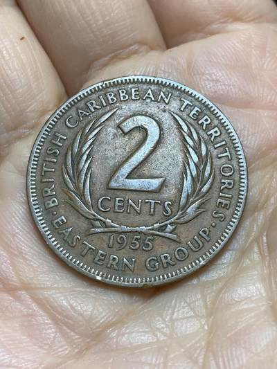 2025年第一百一十八场(总第一百四十四场）外国好品散币(免佣金) - 英属加勒比领地1955年2分(伊丽莎白二世青年带冠，首发年)