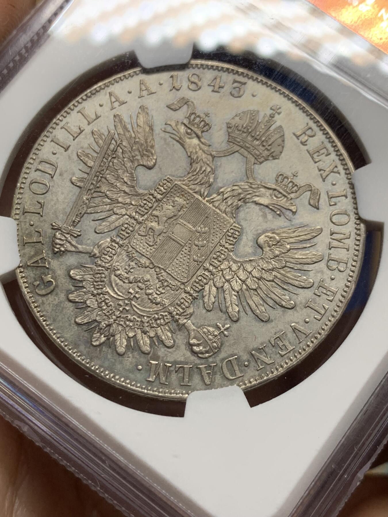 《竞宝斋》第433场 周日，周一 2场连拍 （全场包邮） NGC MS61 奥地利帝国 1843/2A 斐迪南一世 泰勒银币 唯一冠军分 不可多得的藏品