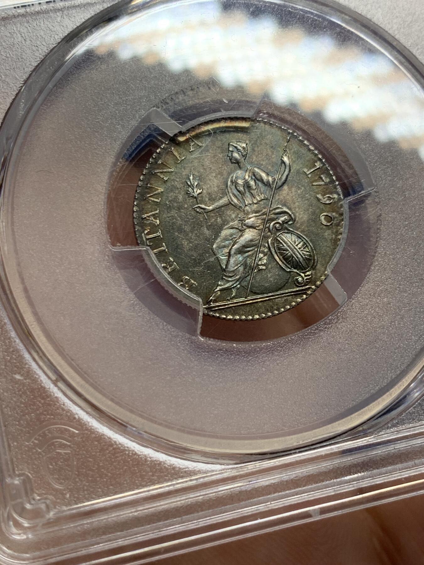 《竞宝斋》第433场 周日，周一 2场连拍 （全场包邮） PCGS PR64 英国1790年6便士精制样币，最为罕见的几种乔治三世样币之一，PCGS亚军收藏级