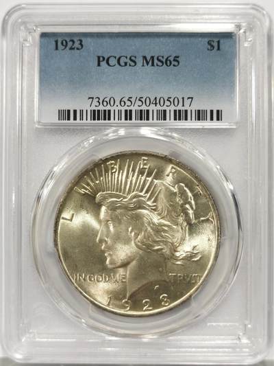 博洋堂世界钱币拍卖第144期（全场包邮） - PCGS MS65 美国1923年和平$1银币 打制优异 高分好品 盒子完美