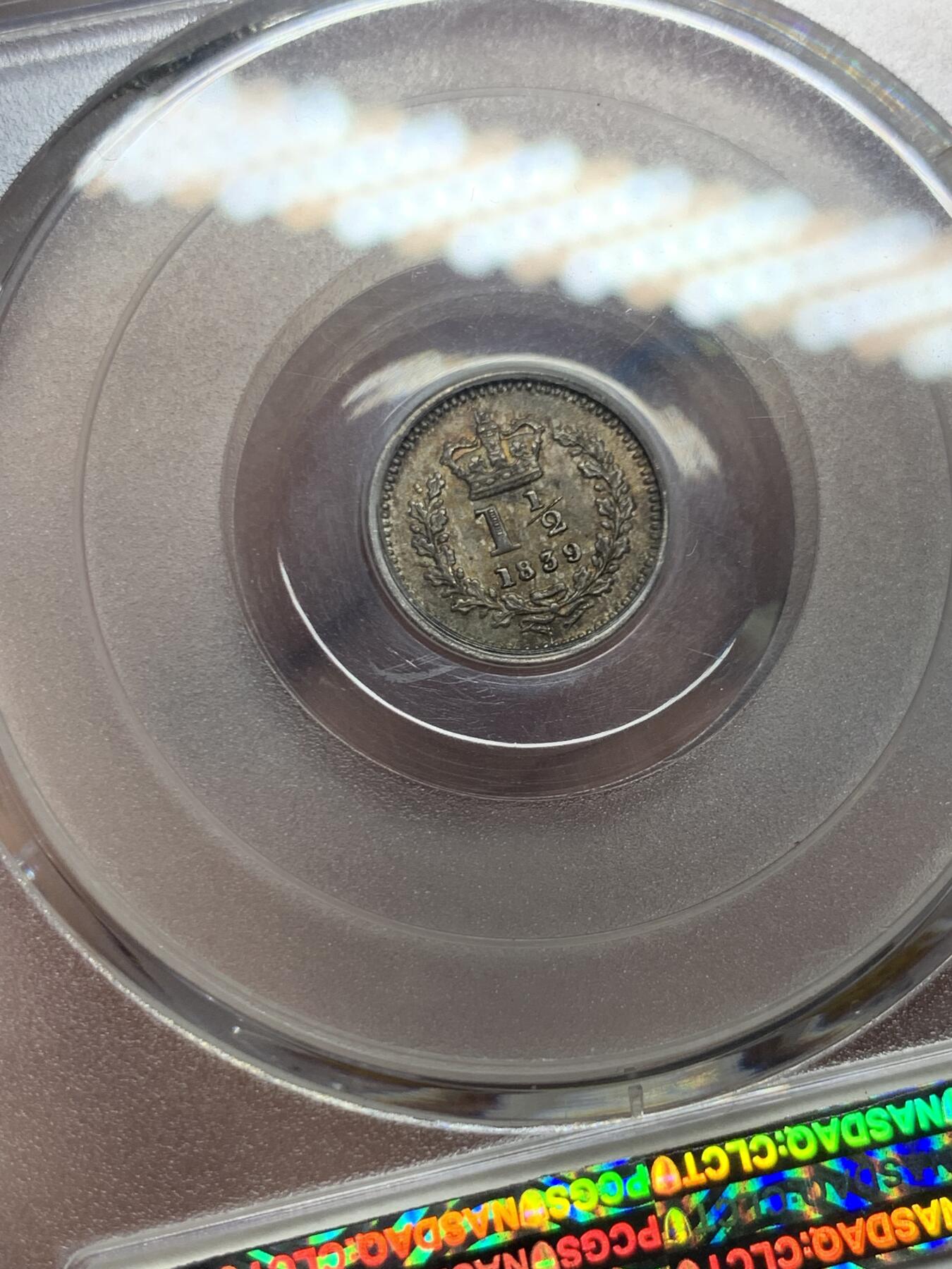 《竞宝斋》第433场 周日，周一 2场连拍 （全场包邮） PCGS MS64 英国1839年小维1.5便士 高分罕见