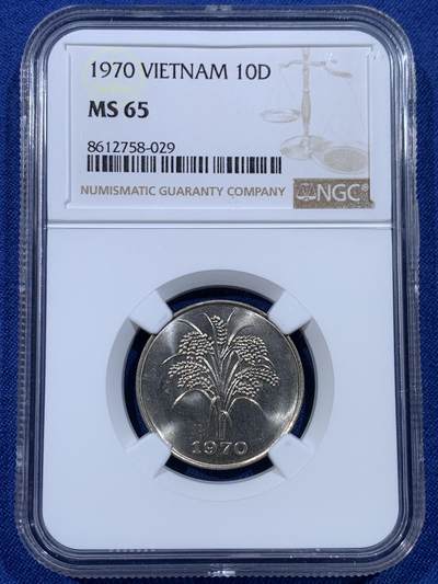 《竞宝斋》第433场 周日，周一 2场连拍 （全场包邮） - NGC MS65 越南1970年10盾