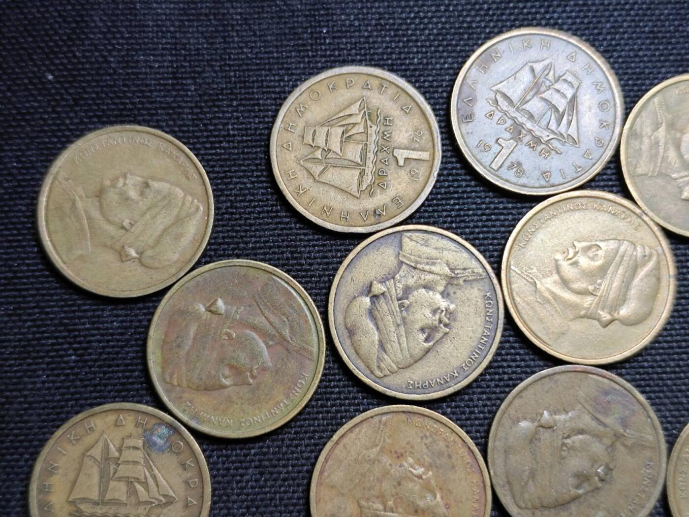 KK钱币收藏小铺  第359场  2月预留时间 周末发货  希腊1德拉克马铜币一组20枚