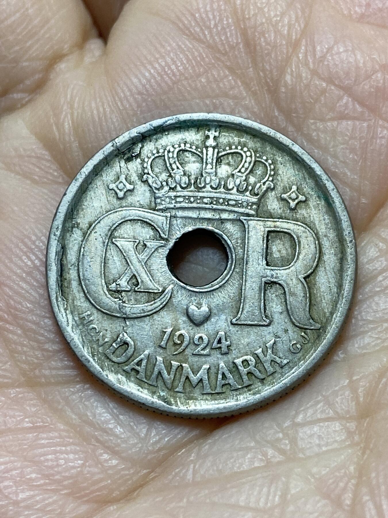 2025年第一百一十八场(总第一百四十四场）外国好品散币(免佣金) 丹麦🇩🇰1924年25欧尔(克里斯蒂安十世第四版，首发年仅发行3年)