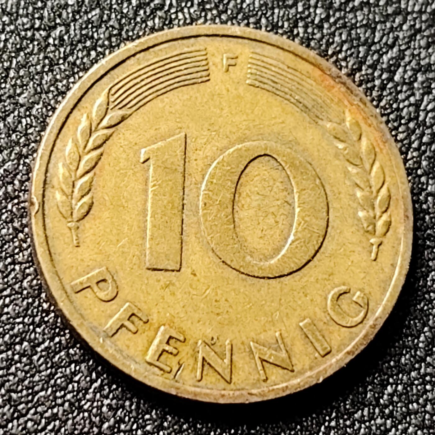 泉币菌-第118场-精品福利场 少见 早期币 德国1949年 10芬尼硬币