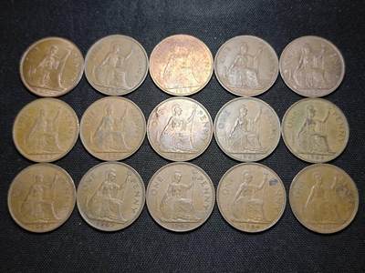 KK钱币收藏小铺  第359场  2月预留时间 周末发货 -  英国一便士铜币一组15枚