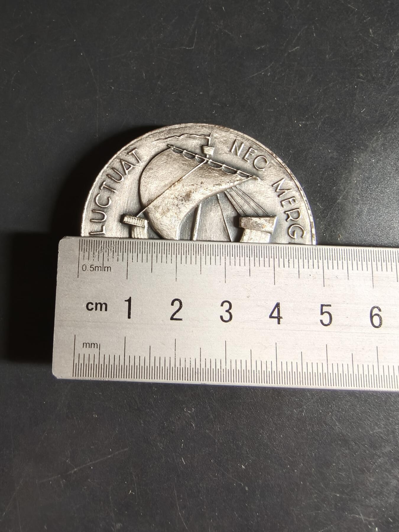 老王徽章第159期  法国巴黎市镀银大铜章      直径49mm.    重量69.4g