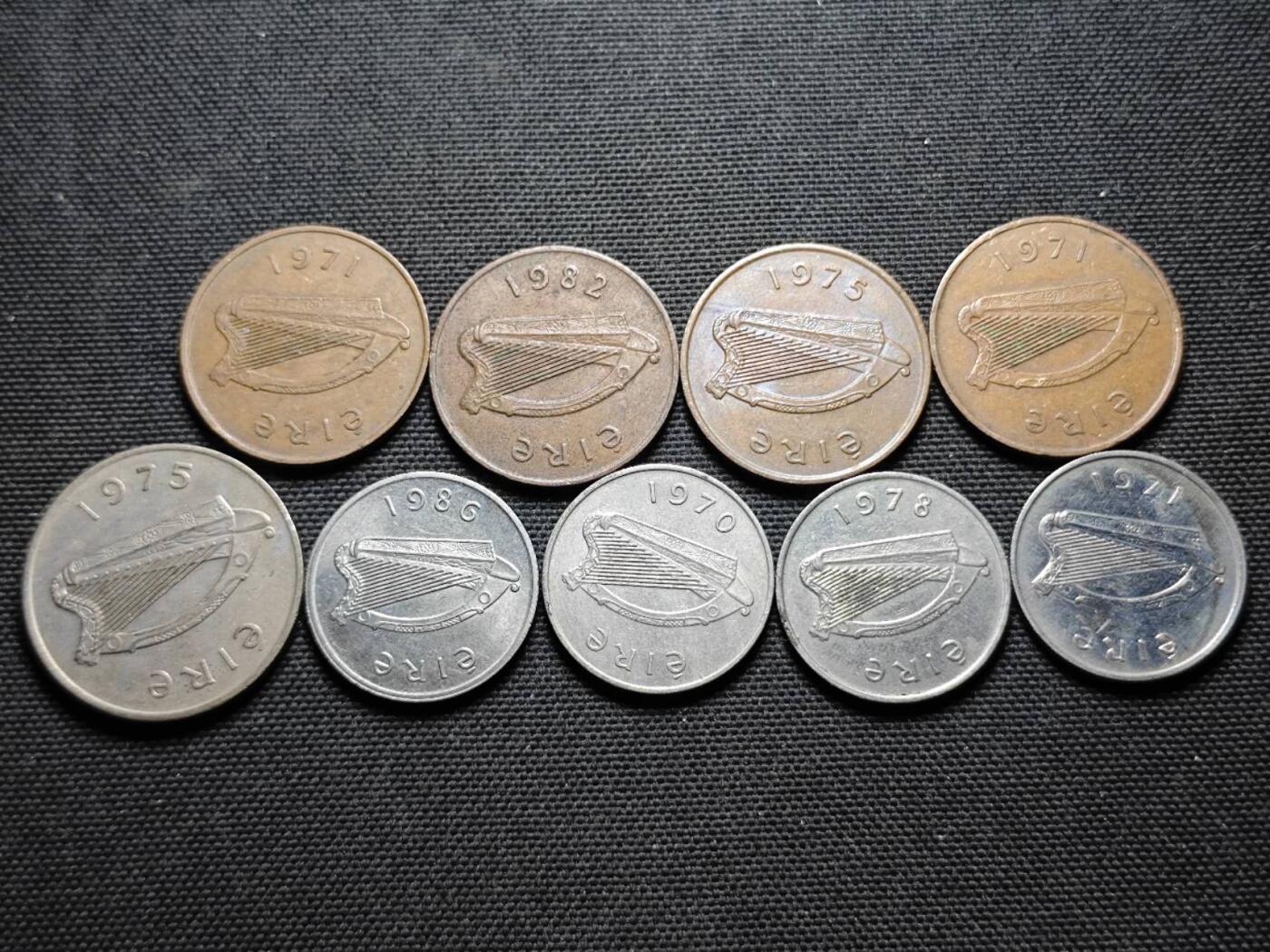 KK钱币收藏小铺  第359场  2月预留时间 周末发货  爱尔兰铜币镍币一组19枚