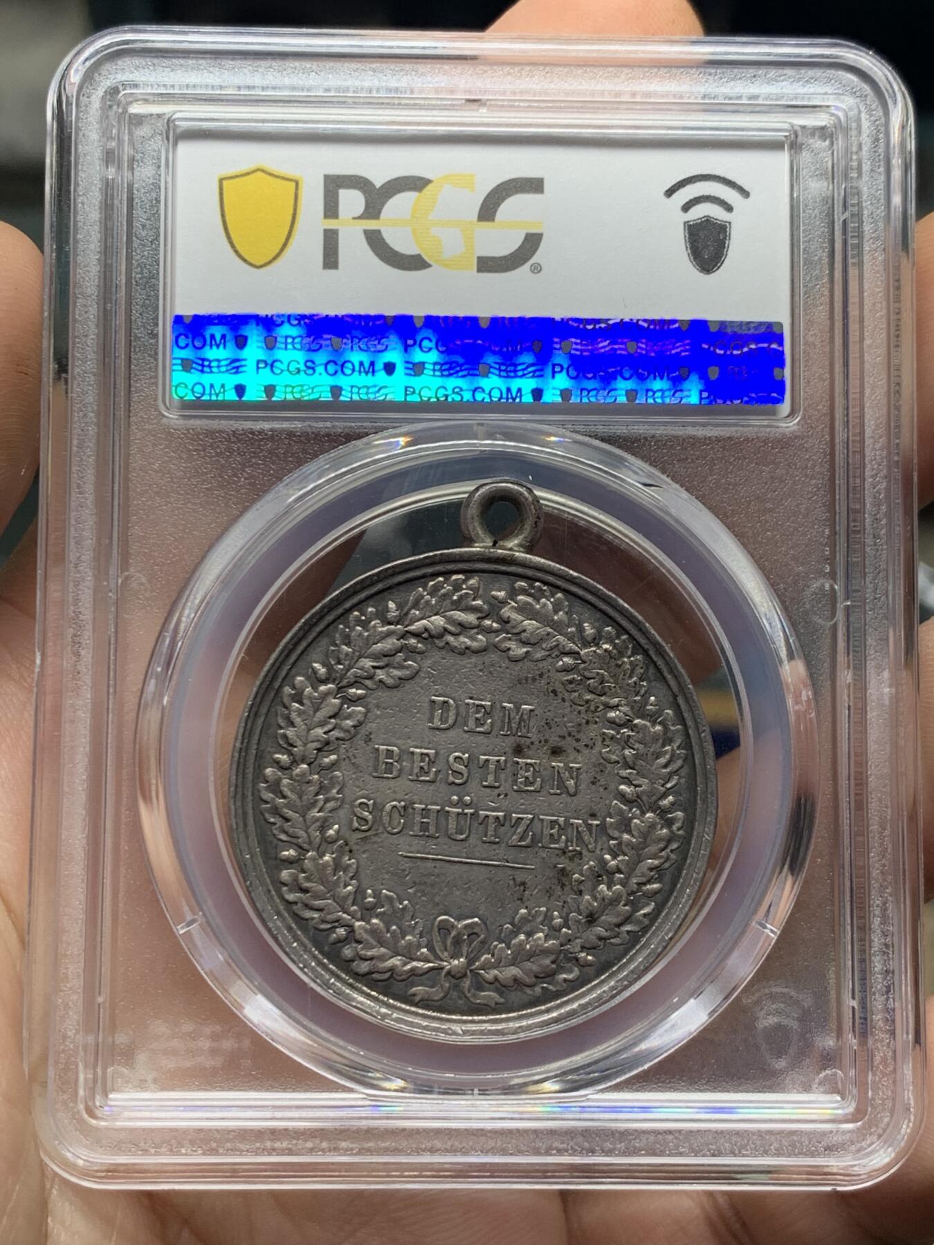 《竞宝斋》第433场 周日，周一 2场连拍 （全场包邮） PCGS XF45 德国 1892 符腾堡 射击节银章 （最佳射手奖章）首见品种 包浆也漂亮