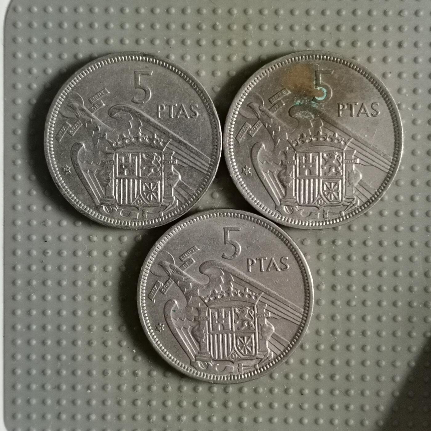 2025年第109场各国散币拍卖（总第109场） 西班牙1957年版5比塞塔3枚