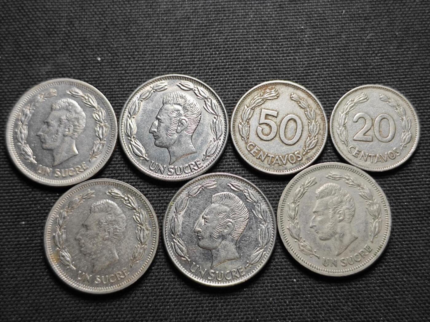 KK钱币收藏小铺  第359场  2月预留时间 周末发货  厄瓜多尔一组7枚