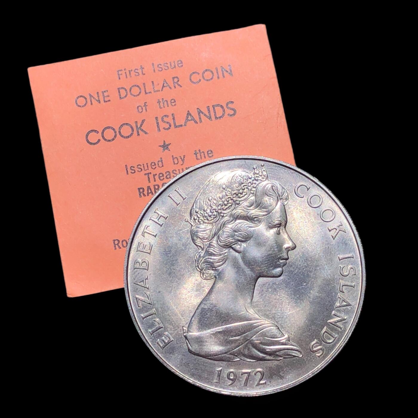 世界各国普、纪币捡漏专场(第十七场) 1972年库克群岛生·殖·神克朗型1元币（带说明）