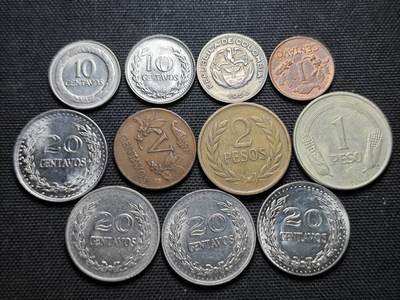 KK钱币收藏小铺  第359场  2月预留时间 周末发货 -  哥伦比亚一组11枚