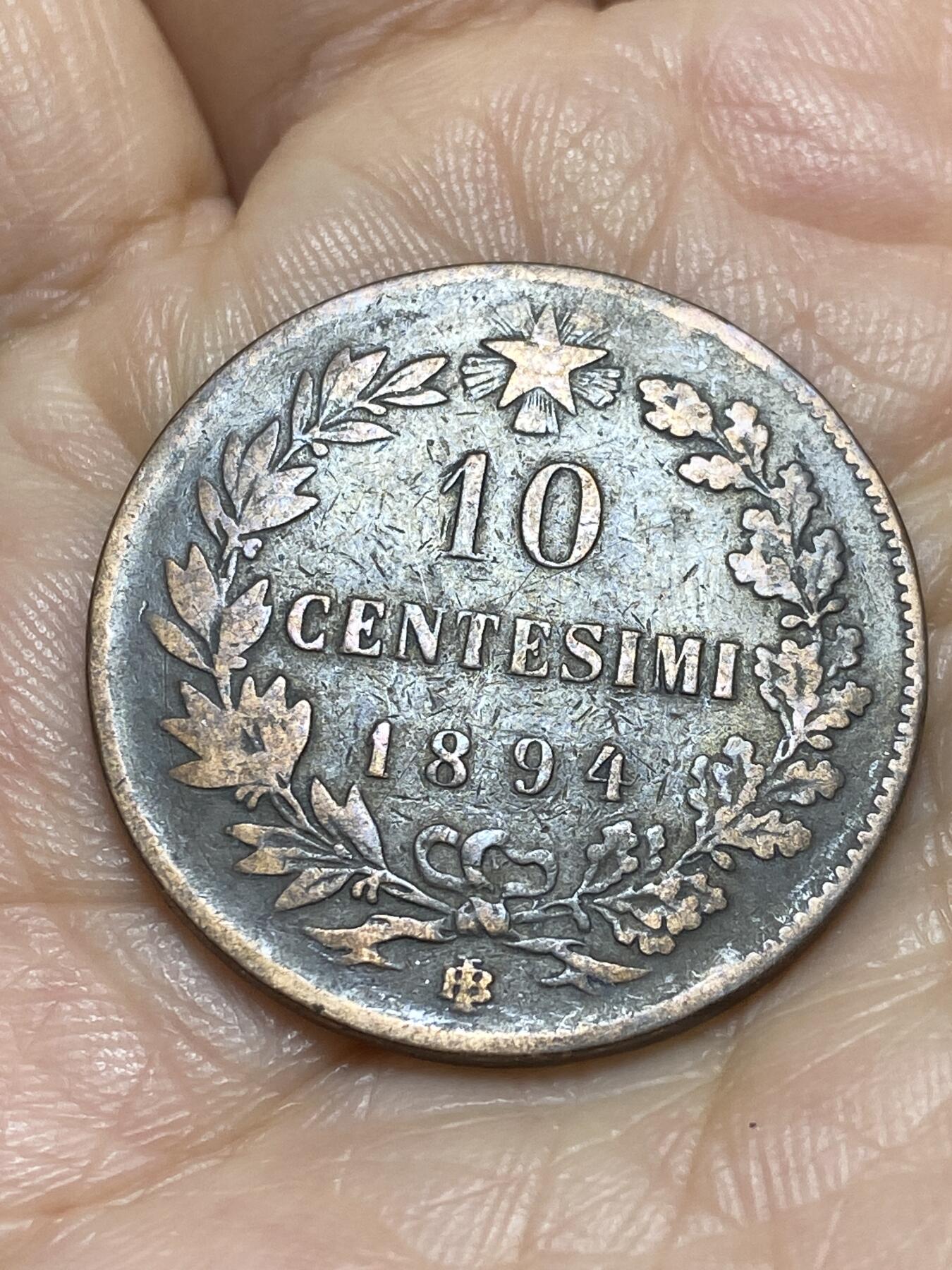 2025年第一百一十八场(总第一百四十四场）外国好品散币(免佣金) 意大利王国1894年10分(翁贝托一世时期，B/I标伯明翰造)