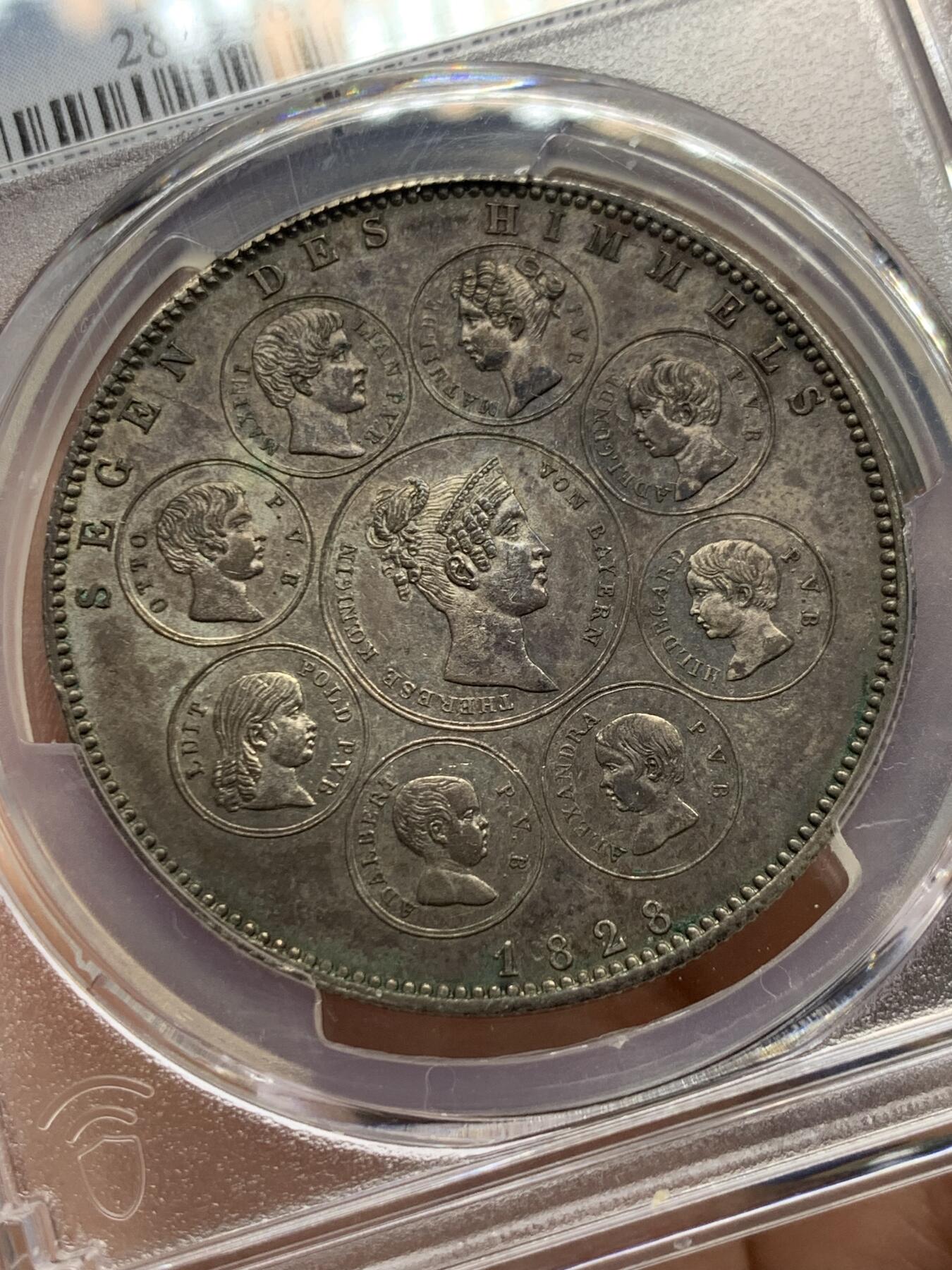 《竞宝斋》第433场 周日，周一 2场连拍 （全场包邮） PCGS AUD 德国 1828年巴伐利亚祝福王室历史协定泰勒 底板细腻 包浆也很不错 感觉错杀了