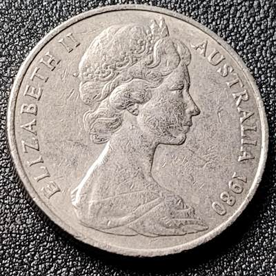 泉币菌-第118场-精品福利场 - 1980年英属澳大利亚20分 伊丽莎白女王  鸭嘴兽  28.5mm