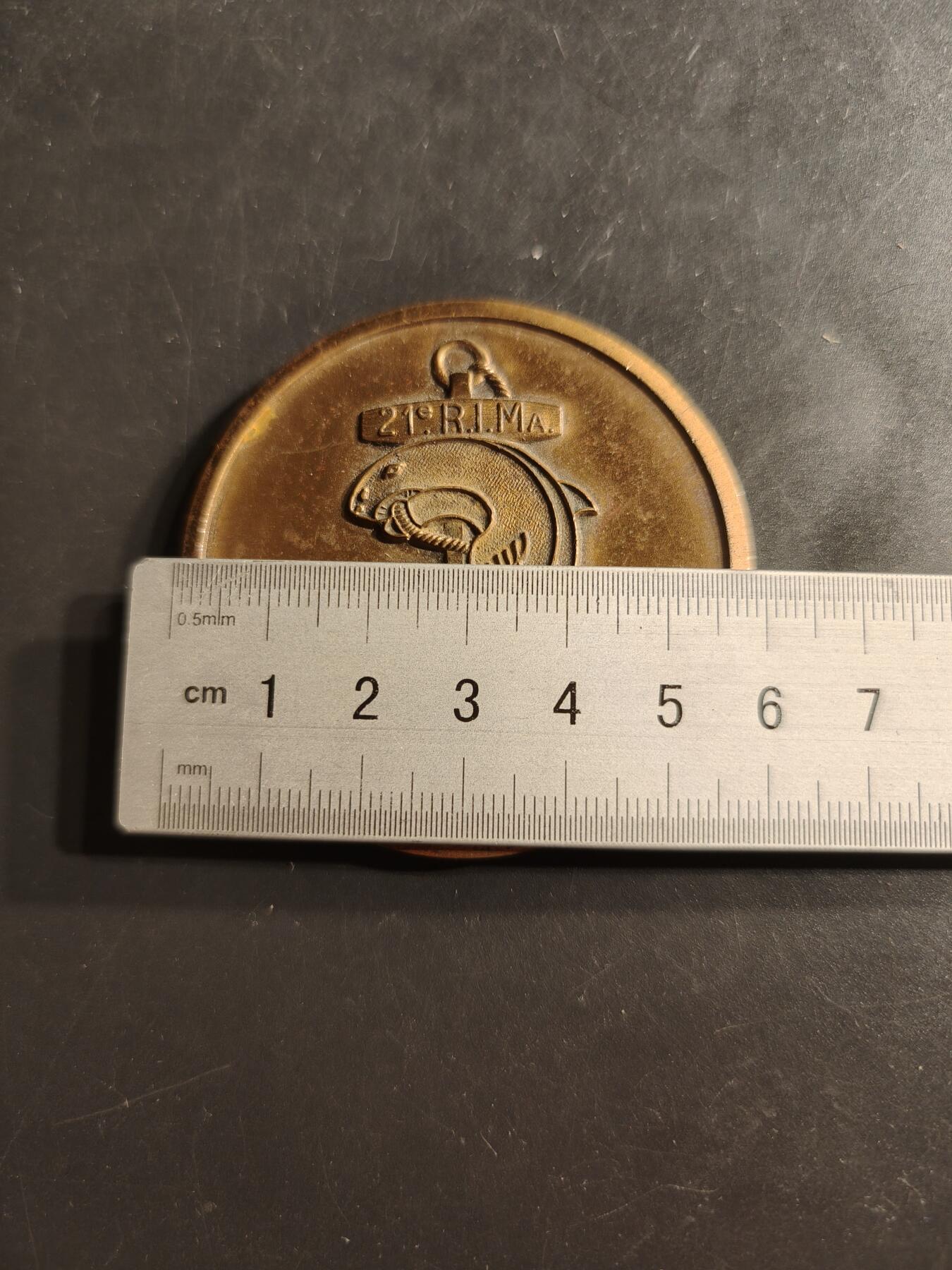 老王徽章第159期 法国海军陆战队第21步兵团大铜章    直径58mm.   重量100g