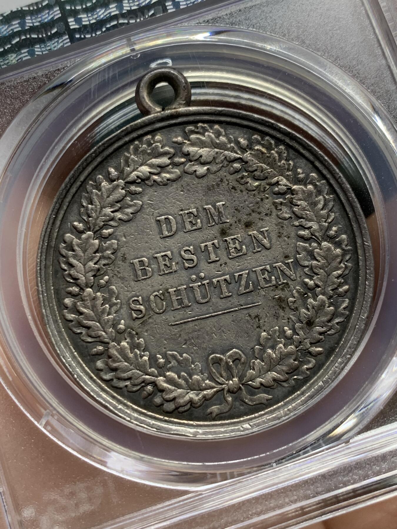 《竞宝斋》第433场 周日，周一 2场连拍 （全场包邮） PCGS XF45 德国 1892 符腾堡 射击节银章 （最佳射手奖章）首见品种 包浆也漂亮