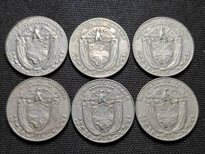 KK钱币收藏小铺  第359场  2月预留时间 周末发货 -  巴拿马1/4巴波亚一组6枚