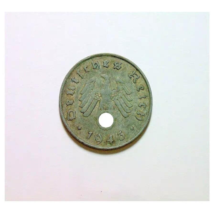 【旋风钱币】11月8日19:00准时开拍 精美欧洲币章、银币银章、第三帝国钱币等 全场包邮！ 稀年 德国第三帝国1943年G版10芬尼 好品