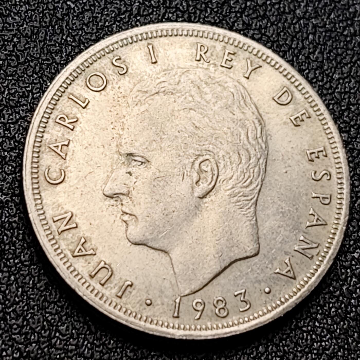 泉币菌-第118场-精品福利场 西班牙1983年 5比塞塔镍币 卡洛斯一世 23mm  西班牙国徽